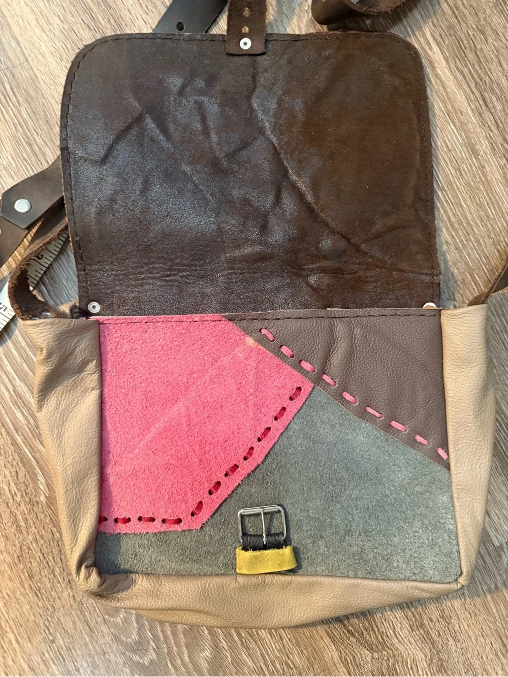 Unique multi color leather bag